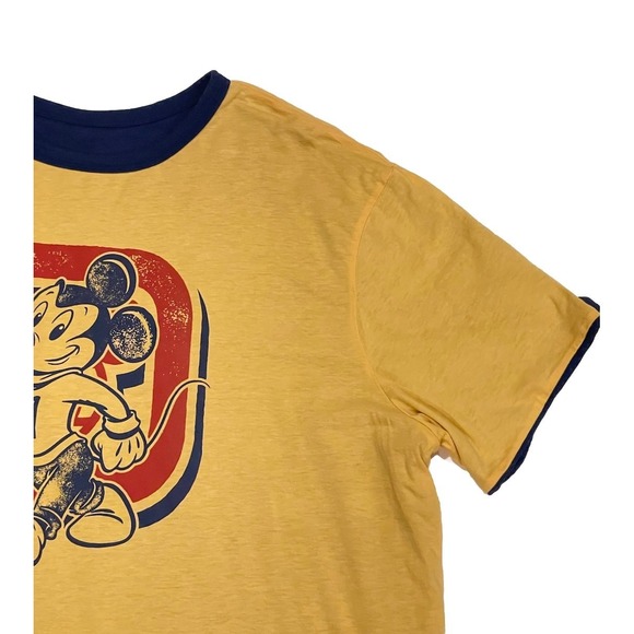 Vintage Mickey Mouse Double Sided Shirt 1971 Yellow & Blue Disney World Size XXL - Picture 9 of 11
